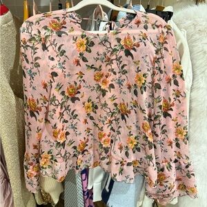 Topshop Pink Floral Blouse